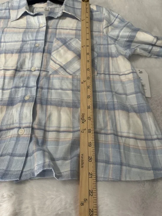 Just A Small Town Girl Upcycled crop flannel tee - Picture 8 of 8